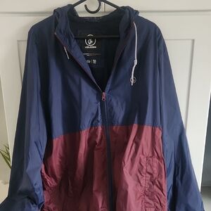 Volcom Navy and Burgundy Windbreaker